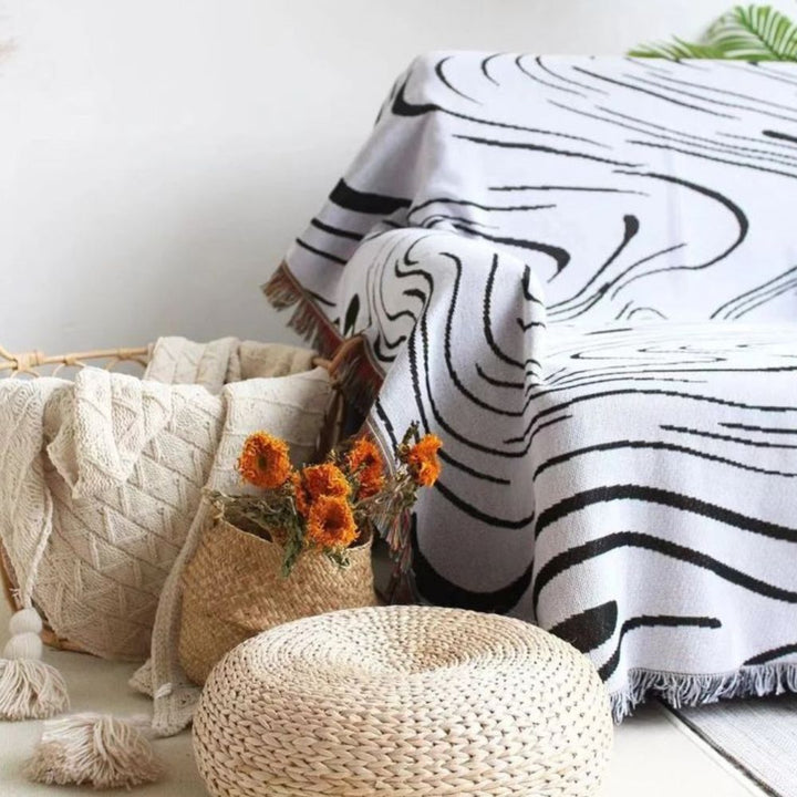 Plaid en coton tissé à motif marbré