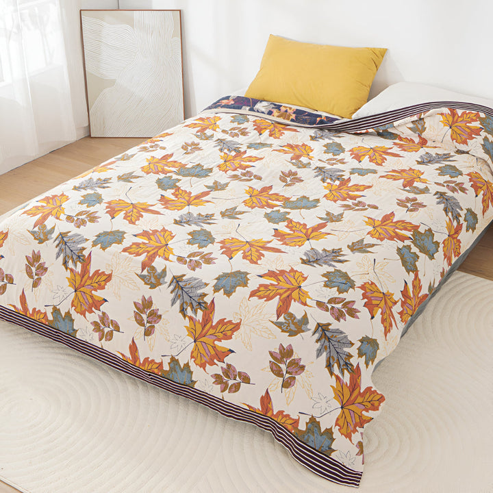 Decke aus Baumwollmusselin, Ahornblätter 200 x 230 cm