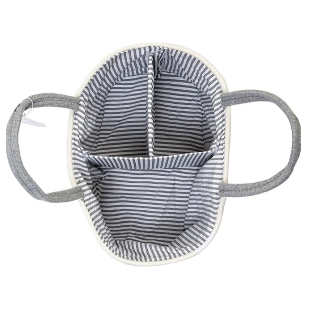 Panier à langer tressé gris à compartiments