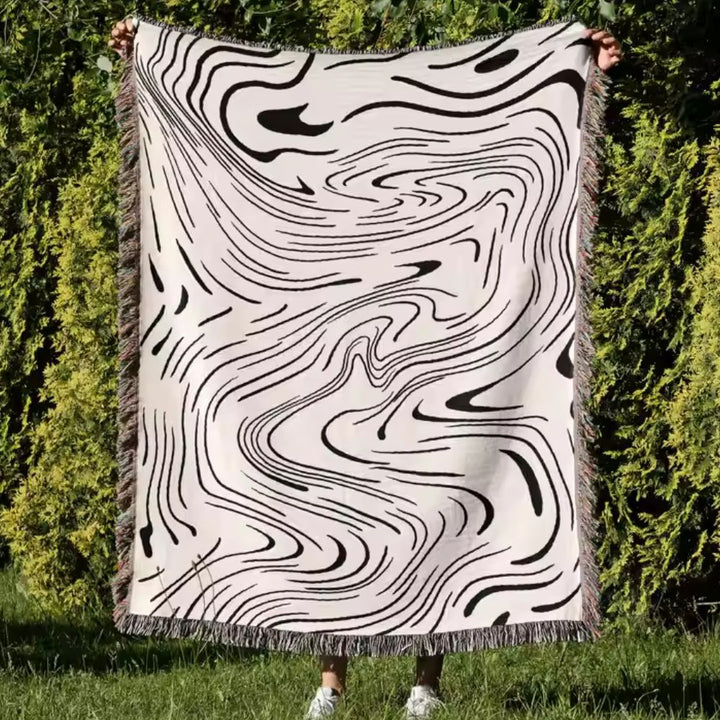 Plaid en coton tissé à motif marbré