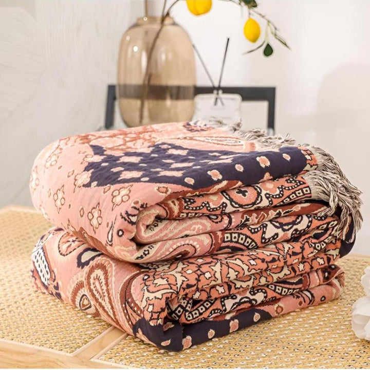 Jacquard-Baumwoll-Tagesdecke mit Paisley-Muster 200 x 230 cm
