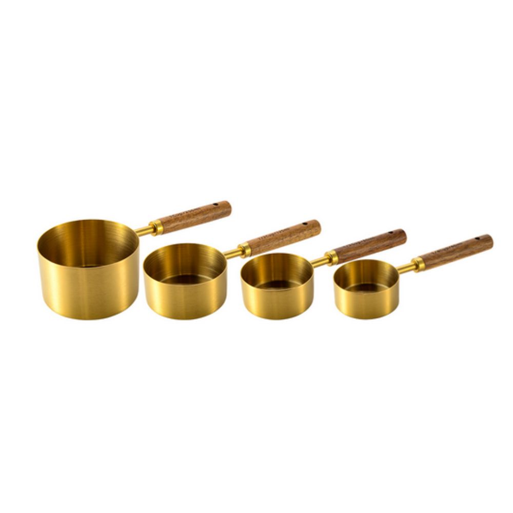 Messlöffel aus Stahl mit Holzgriff, 4er-Set