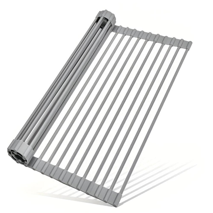 Aufrollbare Abtropfmatte aus Edelstahl 43 x 30 cm