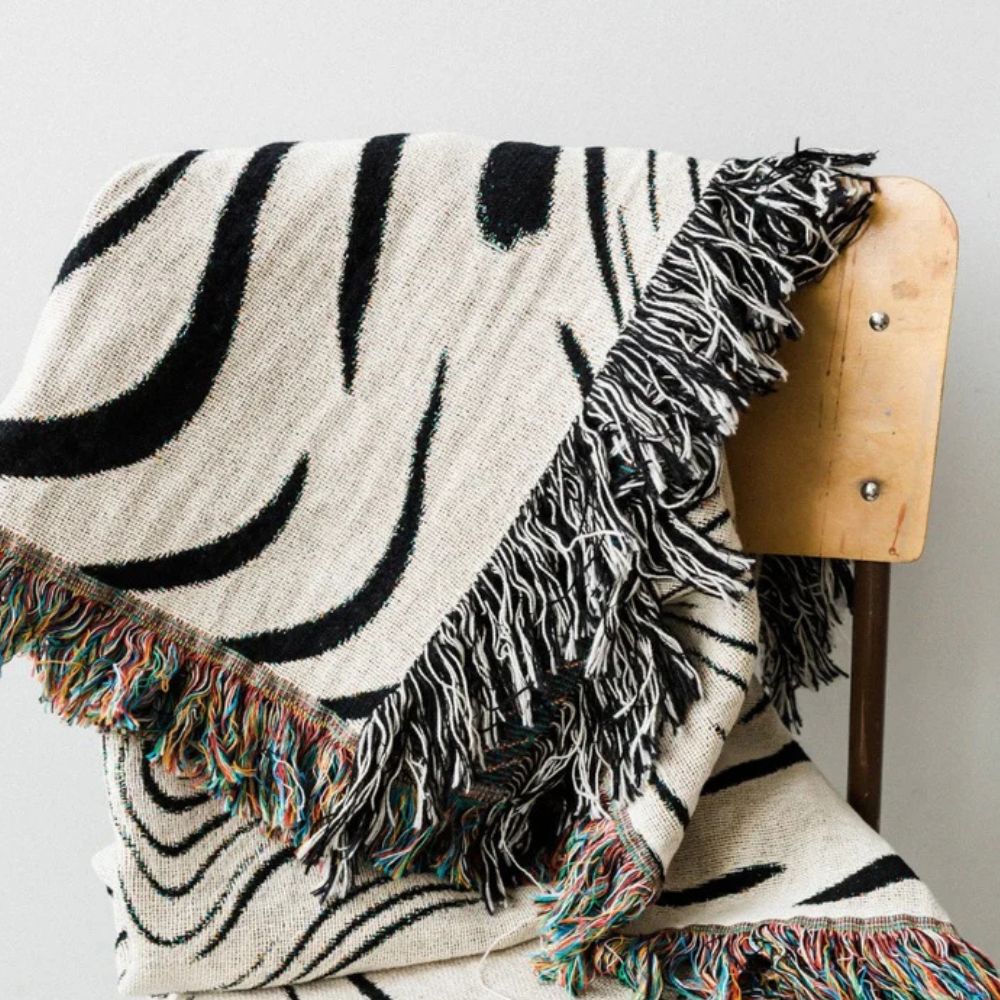 Plaid en coton tissé à motif marbré