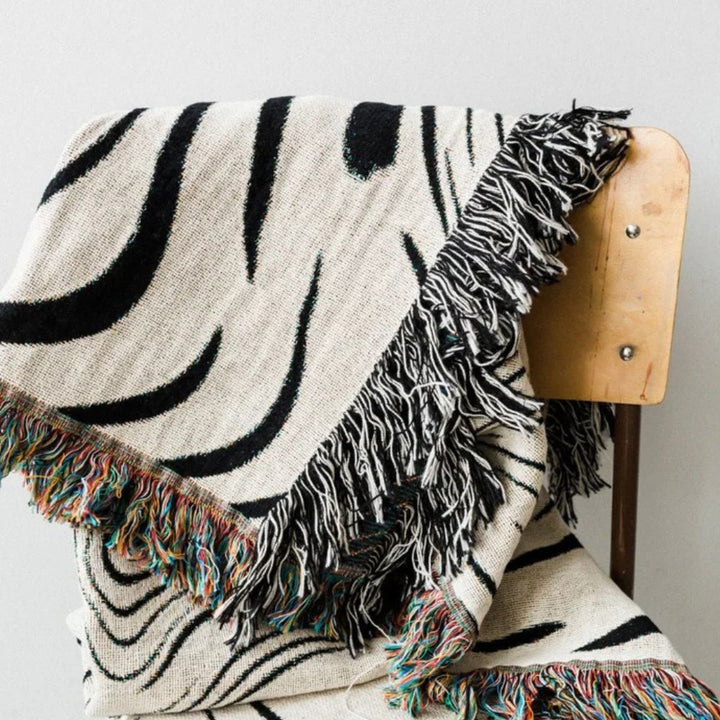 Plaid en coton tissé à motif marbré
