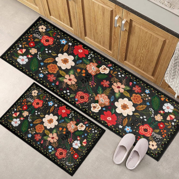 Lot de 2 tapis de cuisine rembourrés à fleurs