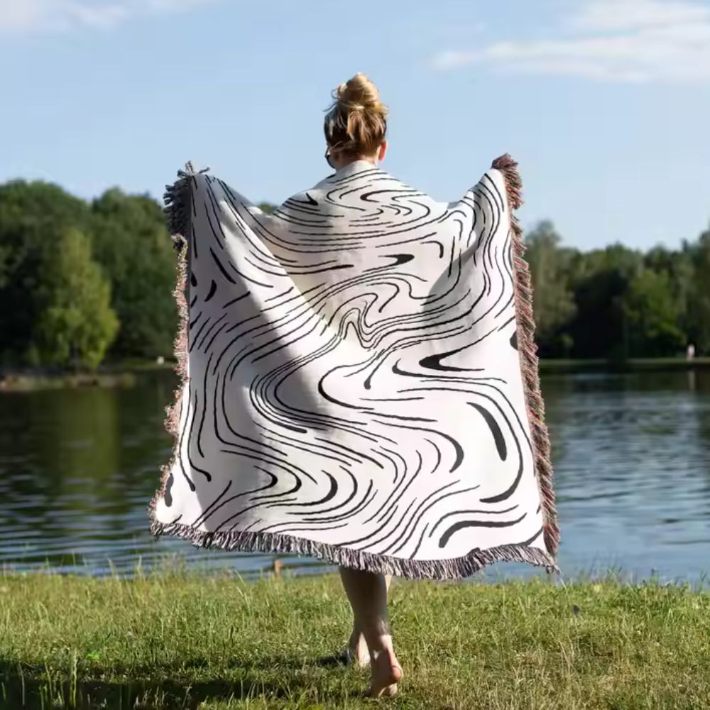 Plaid en coton tissé à motif marbré
