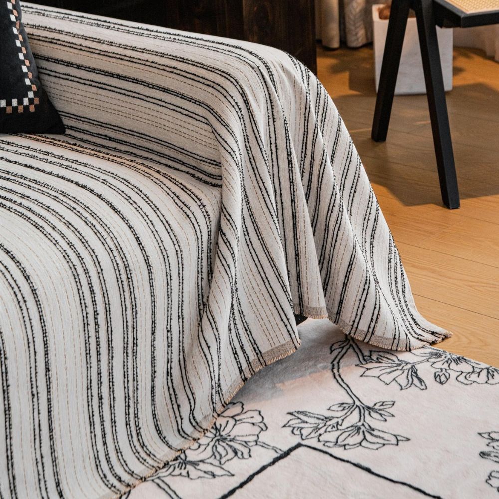 Sofaüberwurf Chenille Nadelstreifen