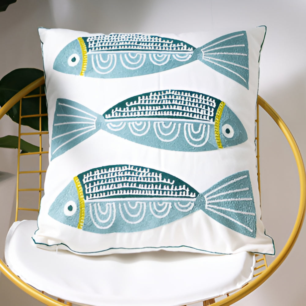 Kissenbezug bestickt maritime Motive 45x45 cm