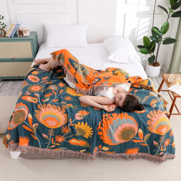 Wohndecke Wildblumen Boho