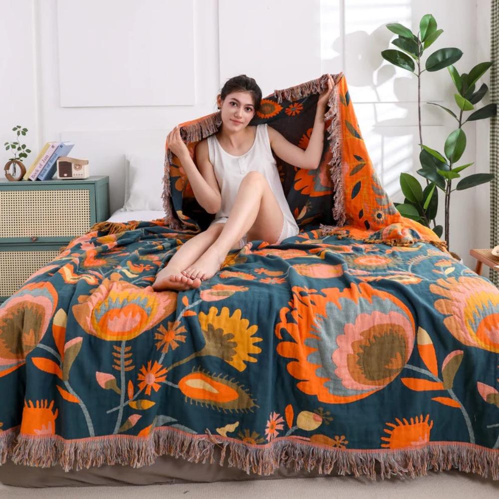 Wohndecke Wildblumen Boho