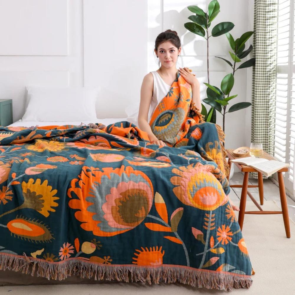 Wohndecke Wildblumen Boho