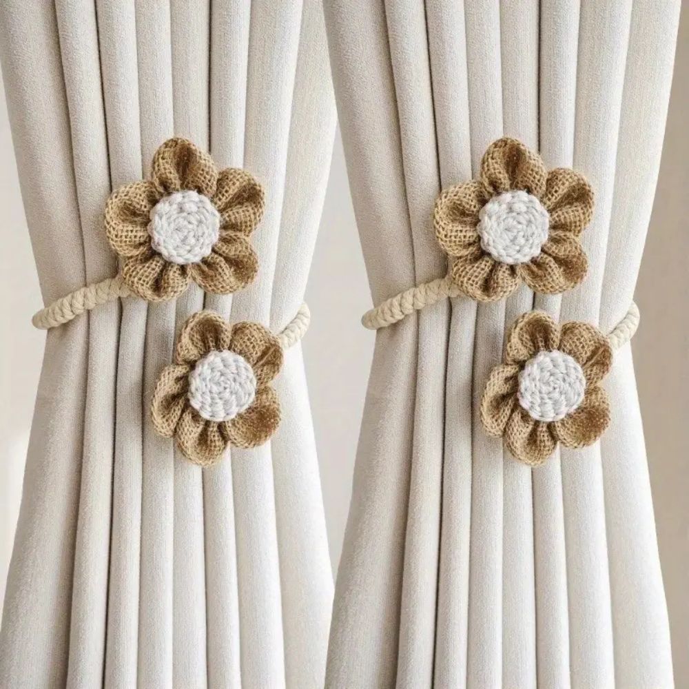Raffhalter aus Hanfseil mit Blume, 2er-Set