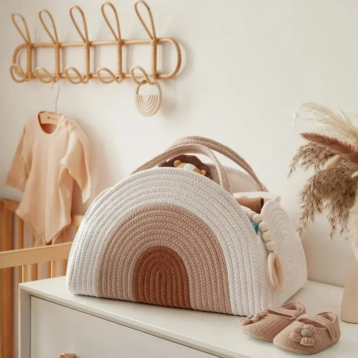 Panier à langer en polyester effet corde