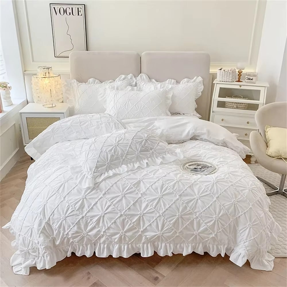 Bettwäsche-Set Baumwolle Rüschen Super Kingsize