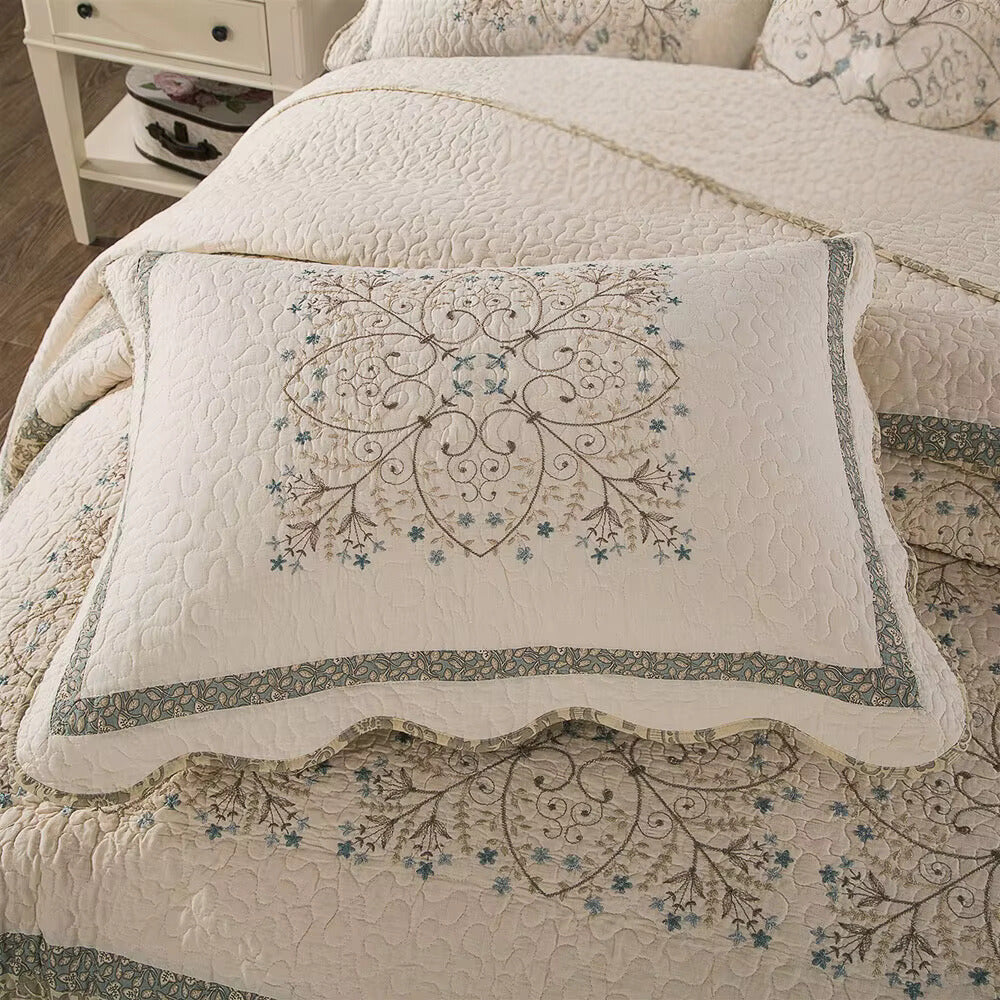 Florales Patchwork-Tagesdecken-Set, 3-teilig