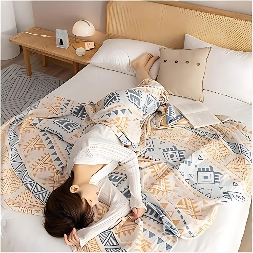Jacquard-Baumwolldecke mit Aztekenmuster