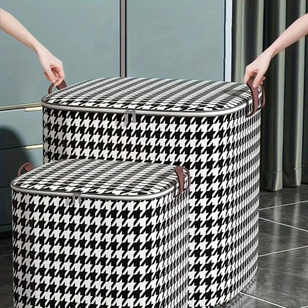 Faltbare Aufbewahrungsbox mit Hahnentrittmuster bis zu 180 Liter