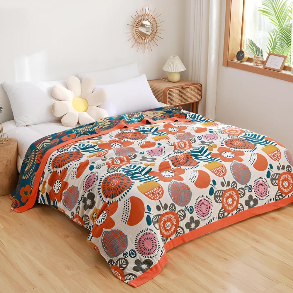 Baumwolldecke mit floralem Boho-Muster