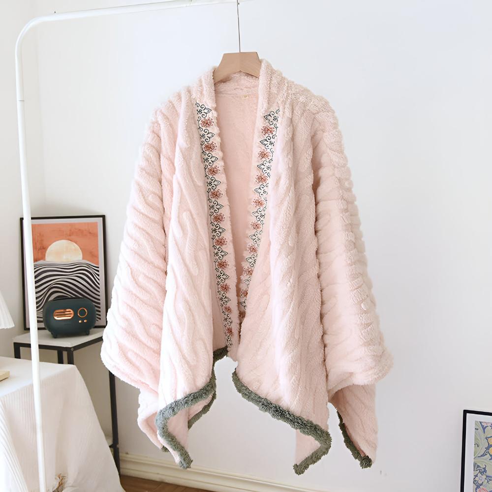 Schaltuch Fleece mit Stickerei