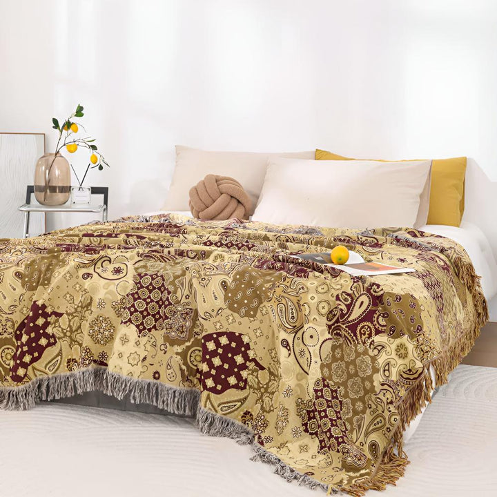 Jacquard-Baumwoll-Tagesdecke mit Paisley-Muster 200 x 230 cm