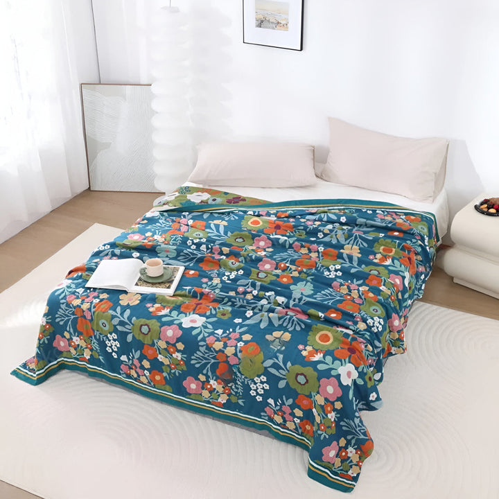 Leichte Baumwolldecke mit Wildblumen