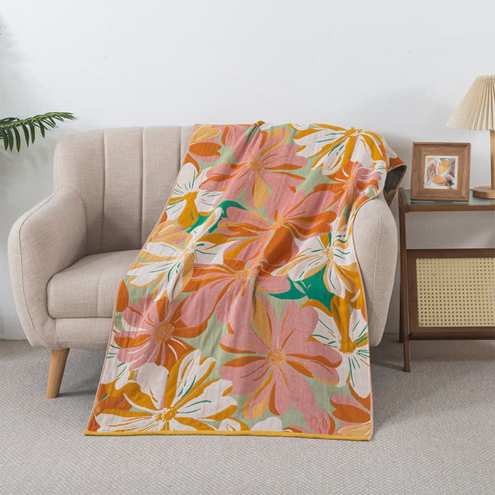 Baumwoll-Badetuch mit Blumenmuster 80 x 160 cm