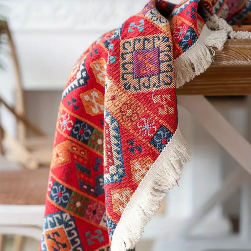 Nappe jacquard tissée bohème