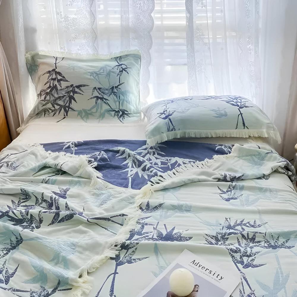 Wendbare Jacquard-Sommerdecke aus Baumwolle