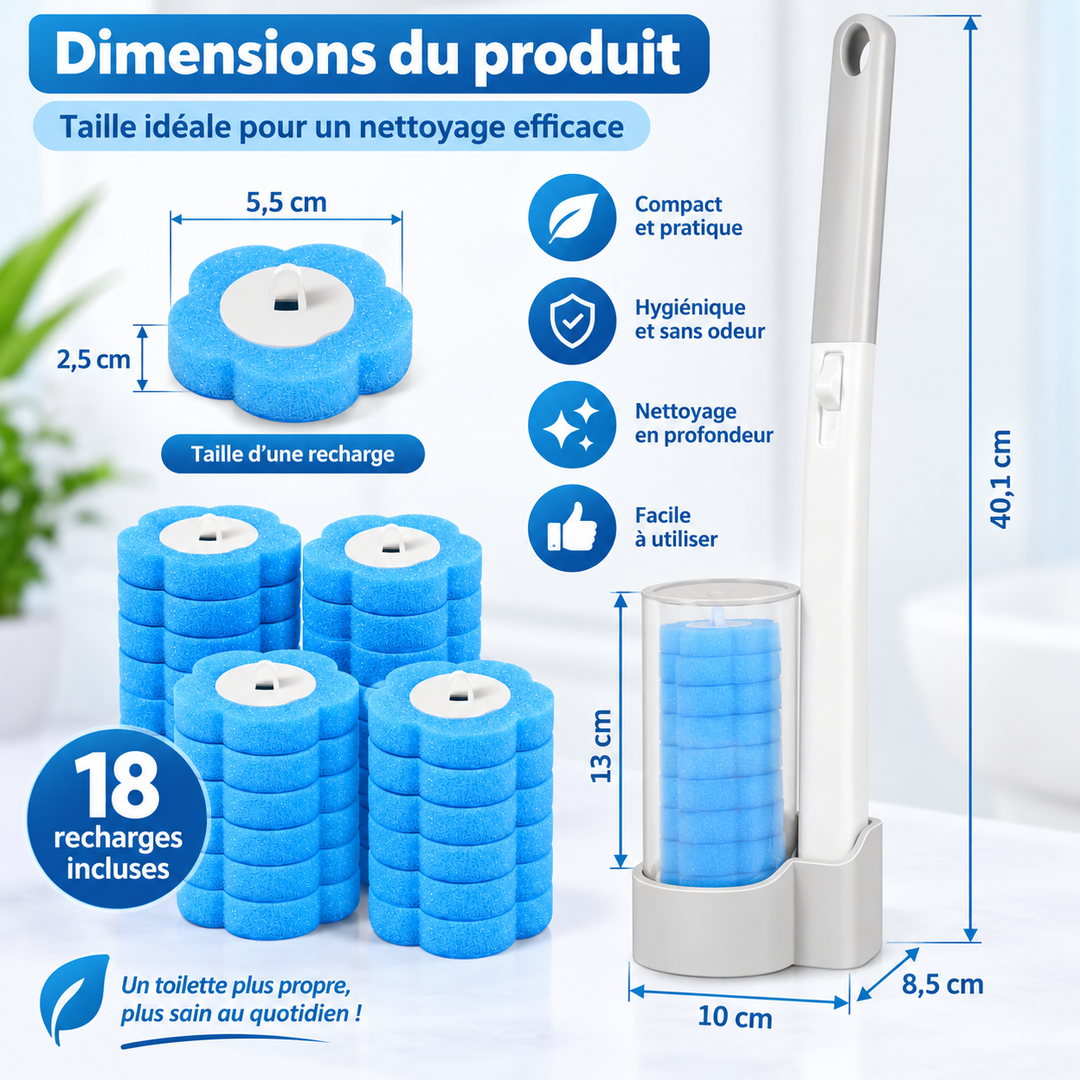 Brosse WC jetable avec recharges éponge