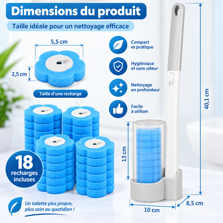 Brosse WC jetable avec recharges éponge