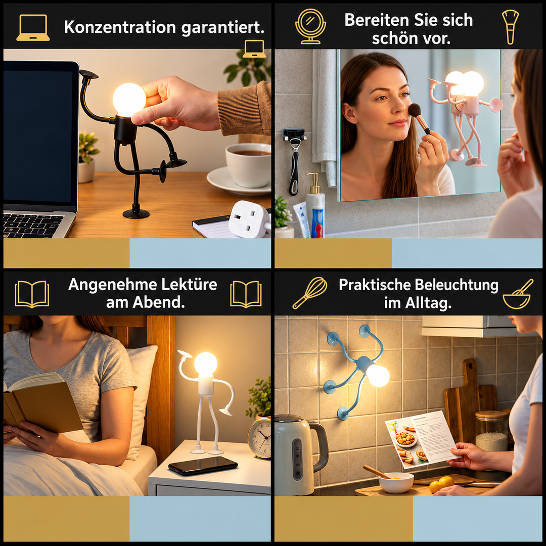 BendyBuddy™ | Flexible LED-Lampe mit Saugnäpfen – Kreatives Licht, das sich überall anpasst