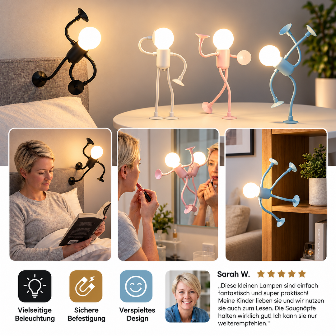 BendyBuddy™ | Flexible LED-Lampe mit Saugnäpfen – Kreatives Licht, das sich überall anpasst