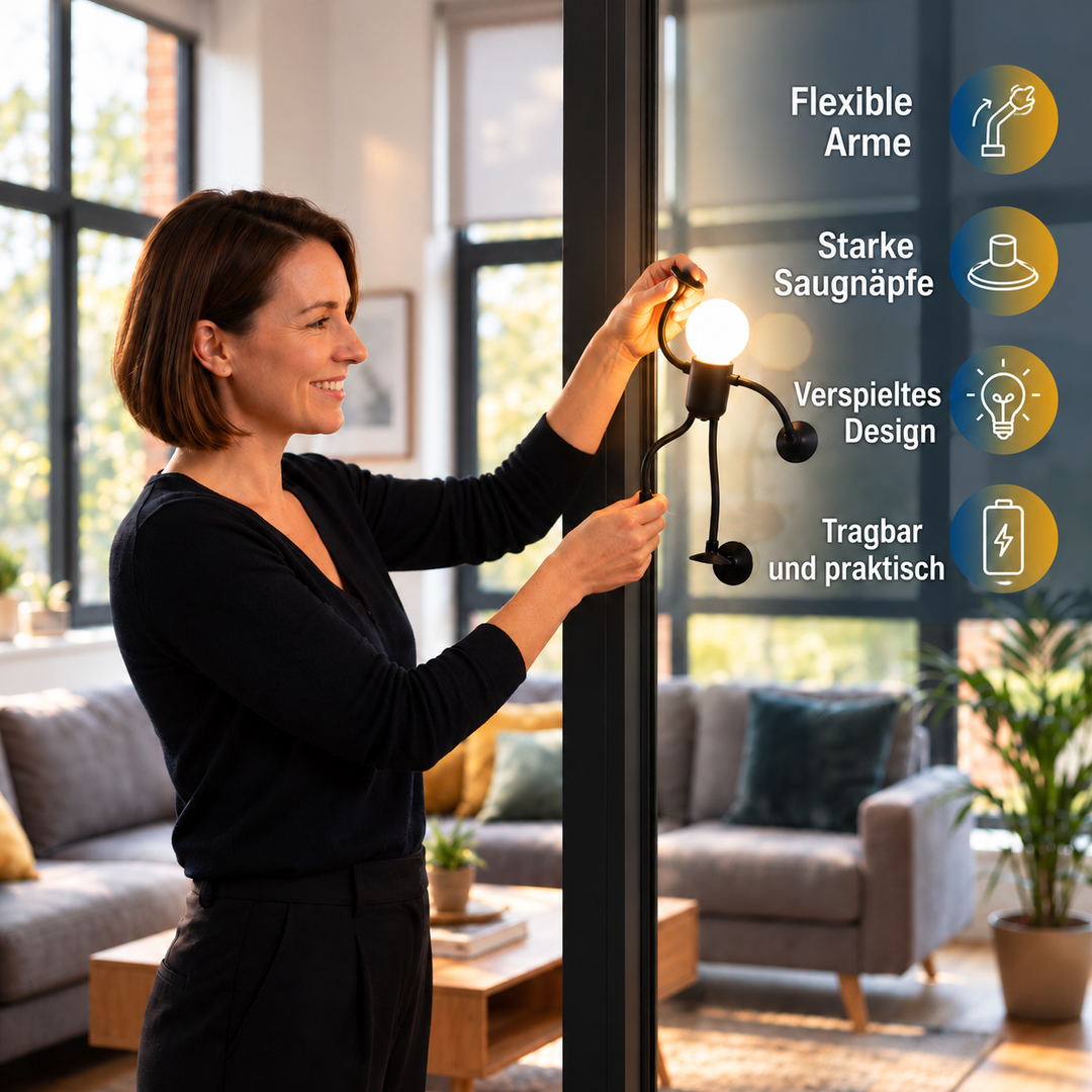 BendyBuddy™ | Flexible LED-Lampe mit Saugnäpfen – Kreatives Licht, das sich überall anpasst