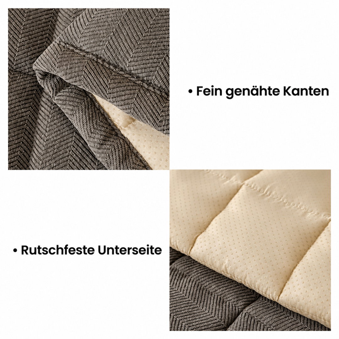 Atmungsaktiver Chenille-Sofabezug mit Fischgrätmuster, rutschfest