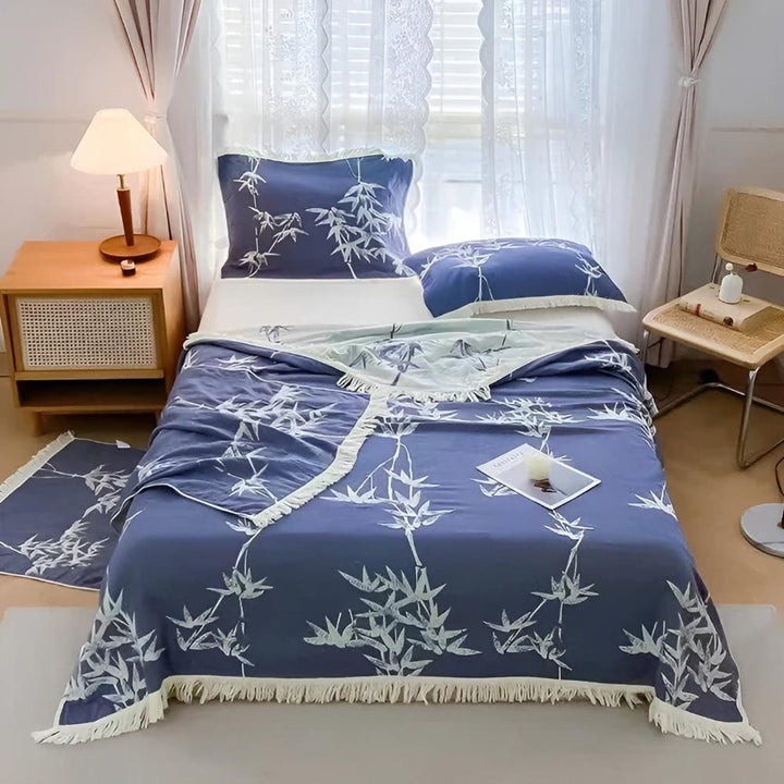 Wendbare Jacquard-Sommerdecke aus Baumwolle