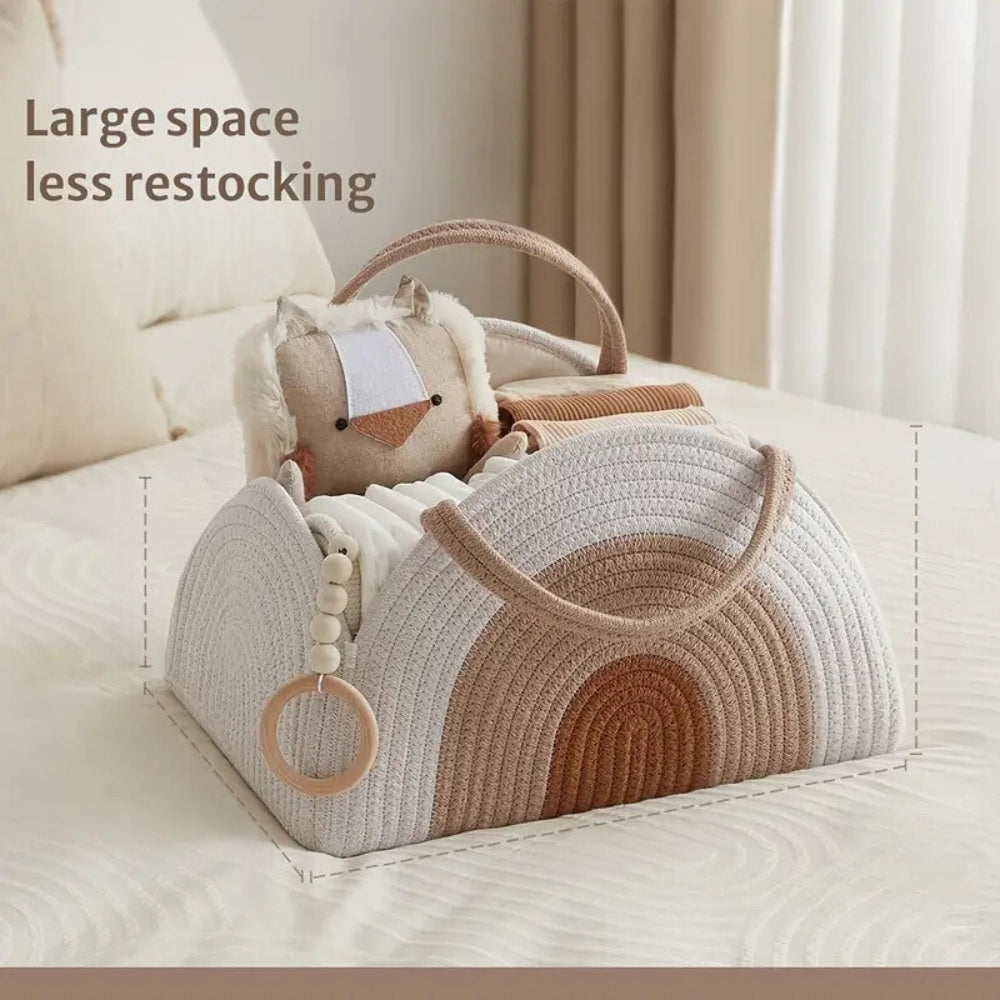 Panier à langer en polyester effet corde