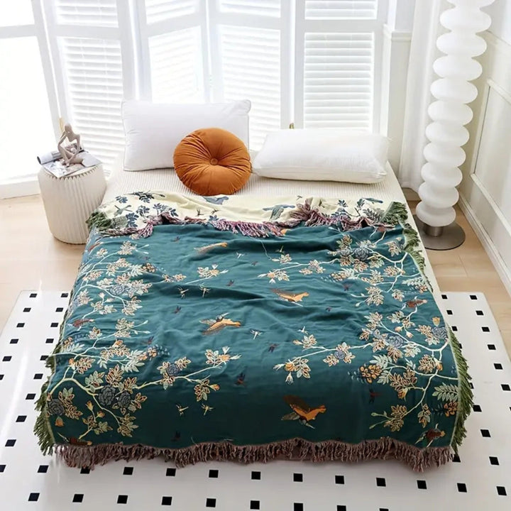 Mehrlagige Decke aus Baumwollmusselin mit Ornamentmuster