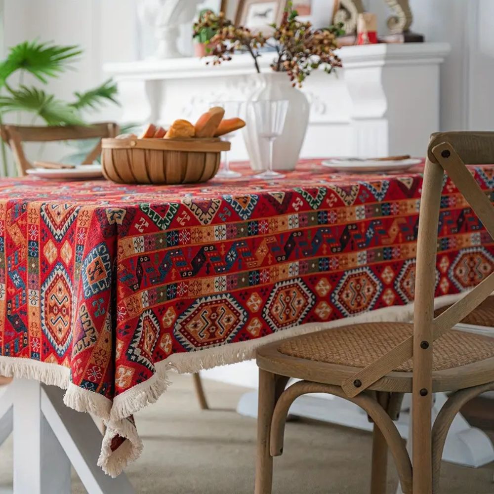 Nappe jacquard tissée bohème
