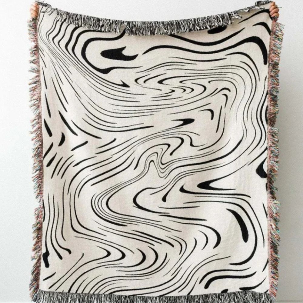 Plaid en coton tissé à motif marbré