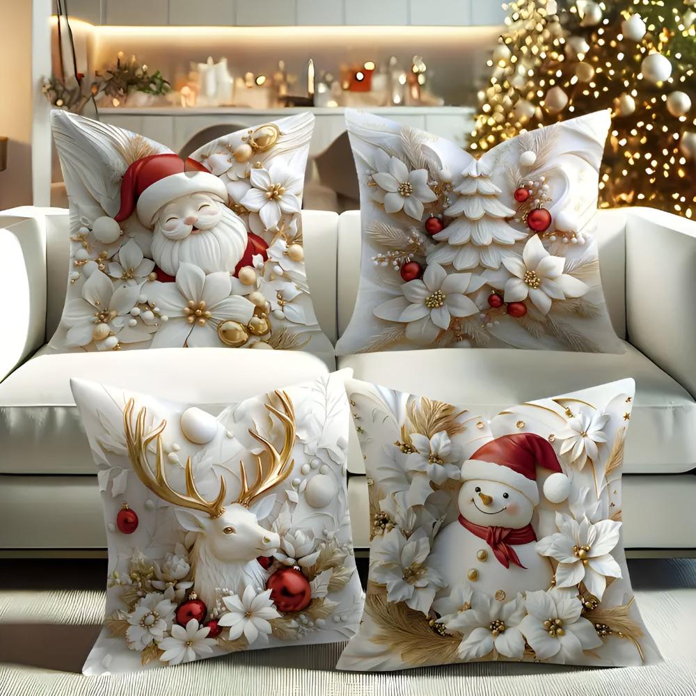 Kissenbezüge Weihnachten Samt, 4er-Set 45x45 cm