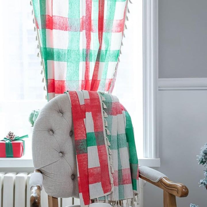 Weihnachtsvorhang mit Karomuster, halbverdunkelnd