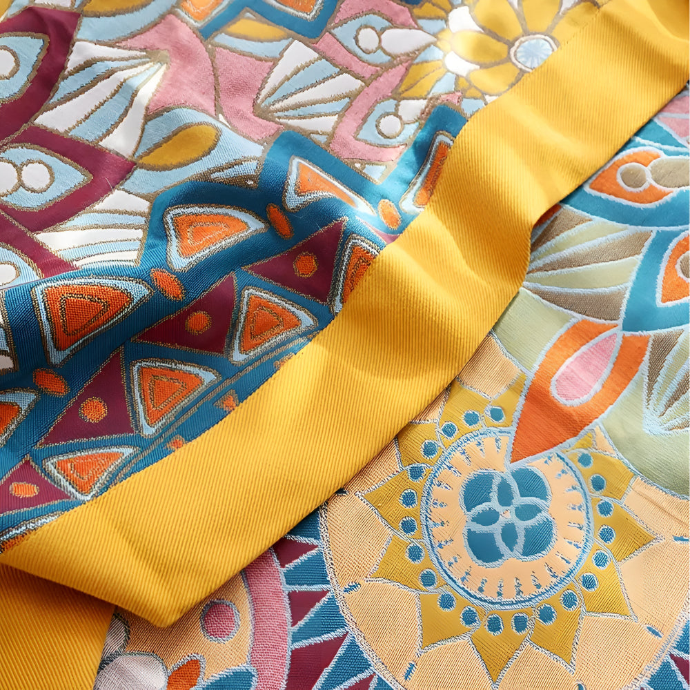 Marokkanische florale Jacquard-Tagesdecke aus Baumwolle, zweilagig