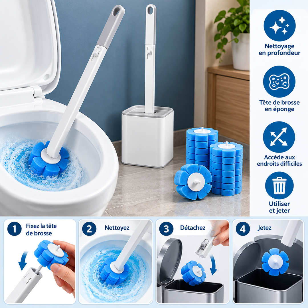 Brosse WC jetable avec recharges éponge
