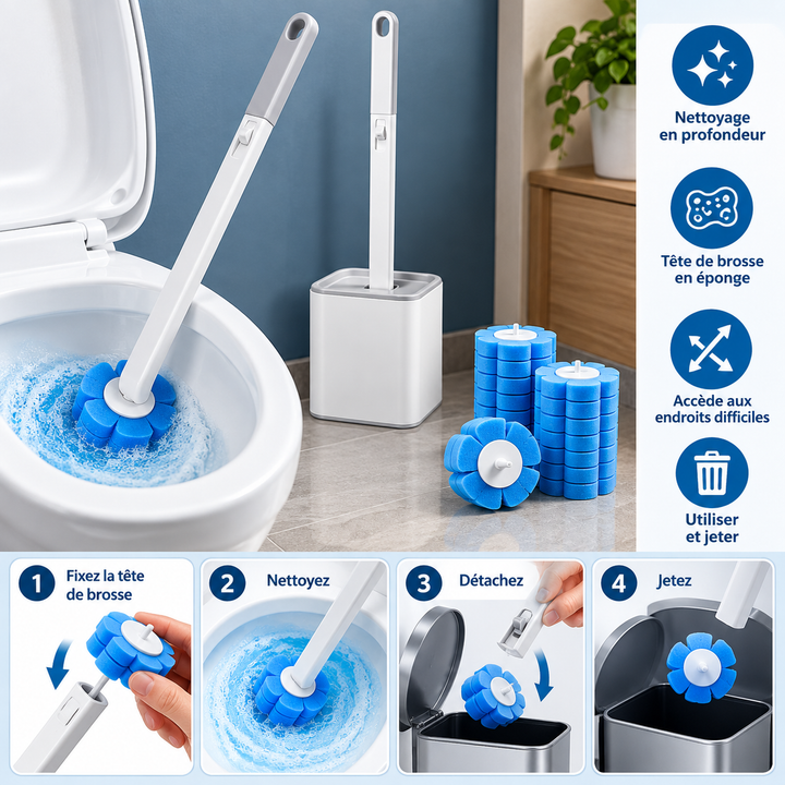 Brosse WC jetable avec recharges éponge