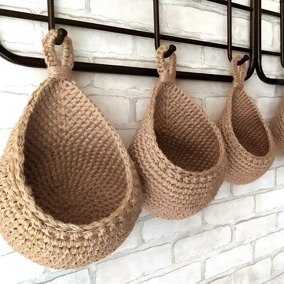 Panier suspendu en jute tressé