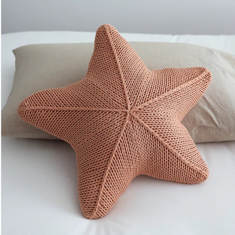 Handgestricktes Kissen mit Seestern 50 x 50 cm