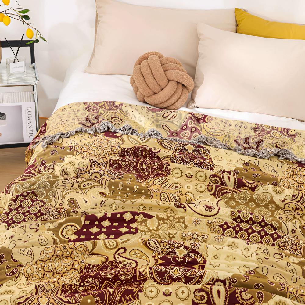 Jacquard-Baumwoll-Tagesdecke mit Paisley-Muster 200 x 230 cm