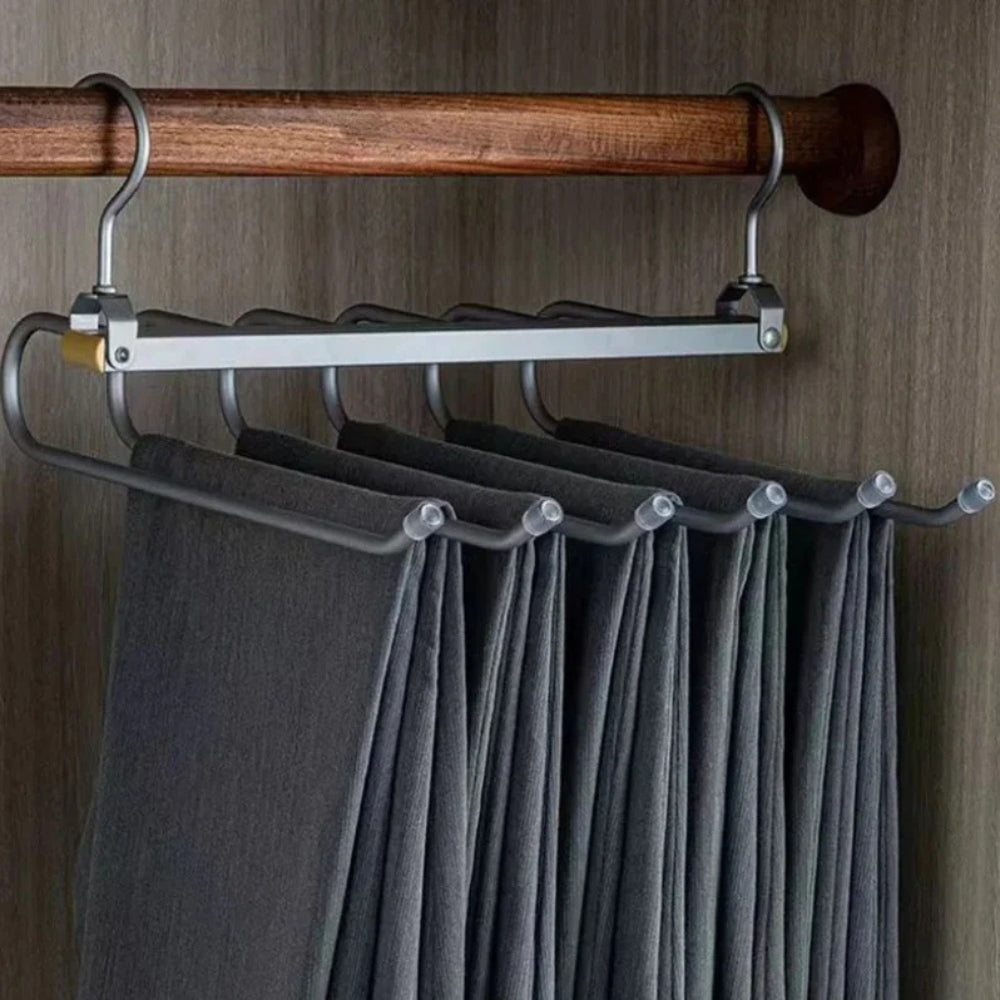 Porte-pantalons pivotant en aluminium pour 6 pantalons