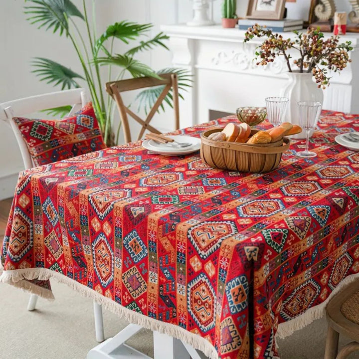Nappe jacquard tissée bohème